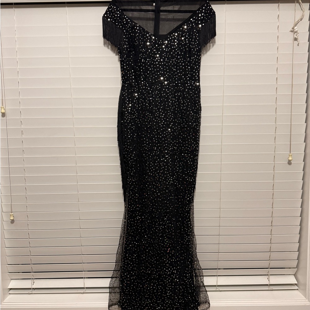 Elegant Black Sequin Evening Gown